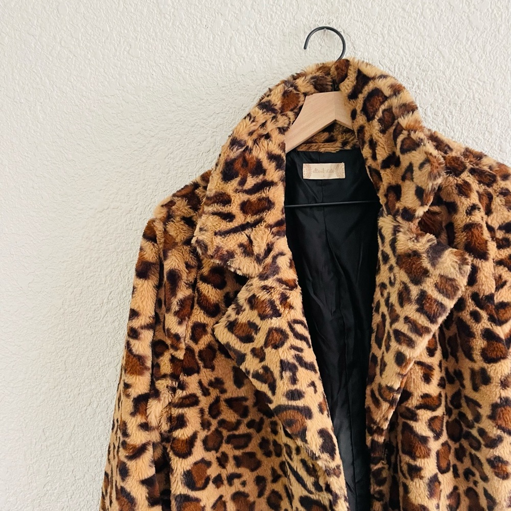 Altar'd State Leopard Print Faux Fur Coat in Brown and Black - Picture 2 of 13